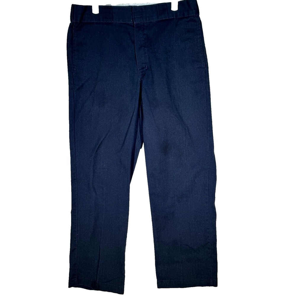Dickies 874 Men's Work Pants 33 X 30 Navy Original Fit Flat Front Zip Fly M1480